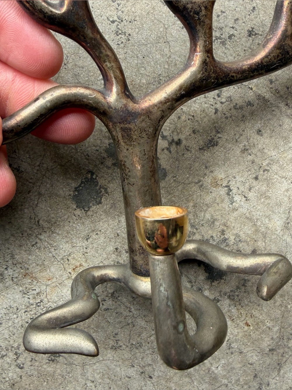 Vintage Sandra Kravitz by Jacob Rosenthal Brass Tree of Life Menorah Judaica - Picture 5 of 10
